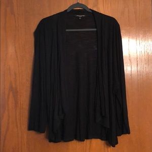 Black Lightweight 3/4 Sleeve, Open Front Blouse
